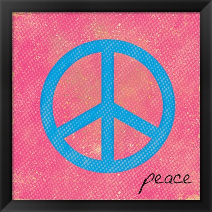 Framed Peace Blue and Pink Print