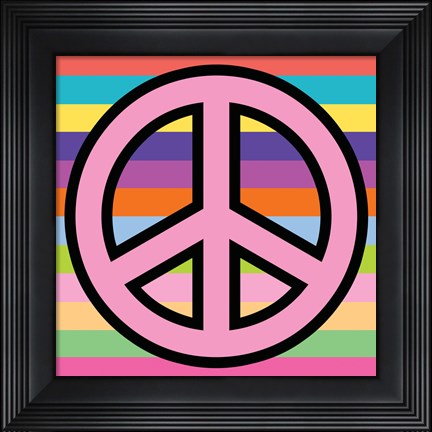 Framed Peace - Pink on Stripes Print