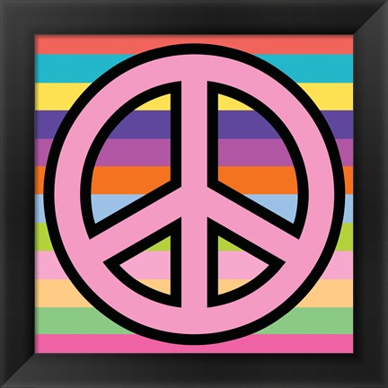 Framed Peace - Pink on Stripes Print