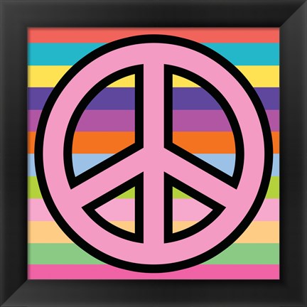 Framed Peace - Pink on Stripes Print