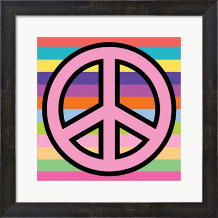 Framed Peace - Pink on Stripes Print