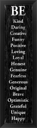 Framed Be Kind 1 Print