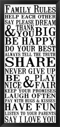 Framed Family Rules 5 Print