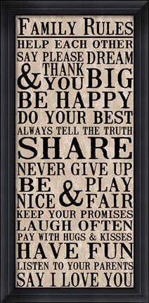 Framed Family Rules 7 Print