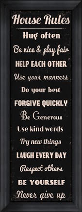 Framed House Rules 3 Print