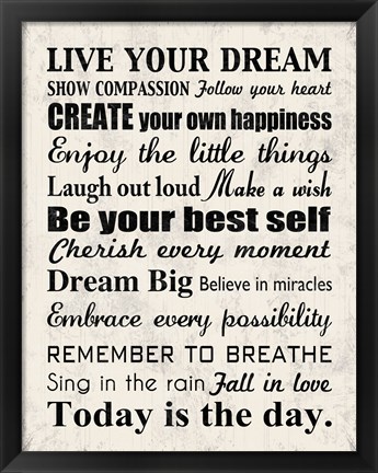 Framed Live Your Dream 8 Print