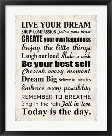 Framed Live Your Dream 8 Print