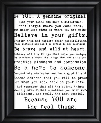 Framed Be Genuine 1 Print