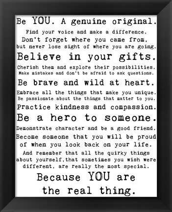 Framed Be Genuine 1 Print