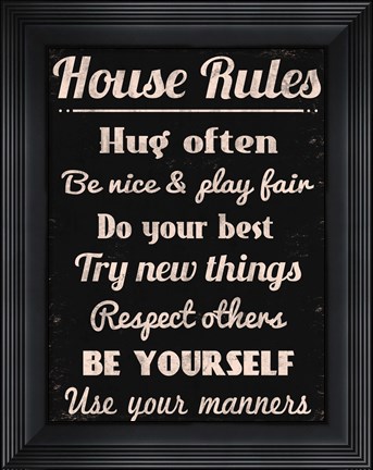 Framed House Rules 1 Print