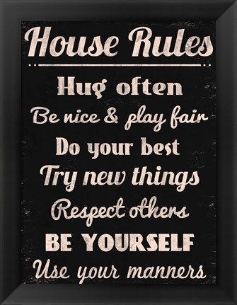 Framed House Rules 1 Print