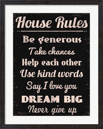 Framed House Rules 2 Print