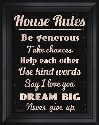 Framed House Rules 2 Print