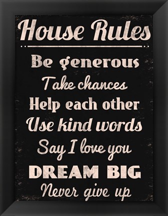 Framed House Rules 2 Print