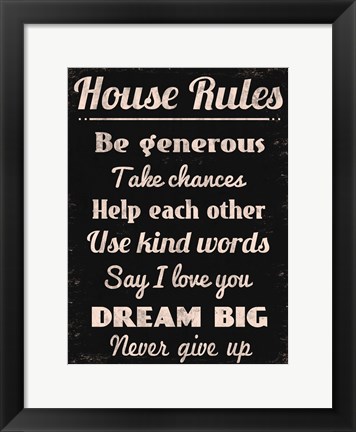 Framed House Rules 2 Print