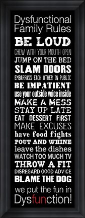 Framed Dysfunctional Family Rules 2 Print