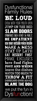 Framed Dysfunctional Family Rules 2 Print