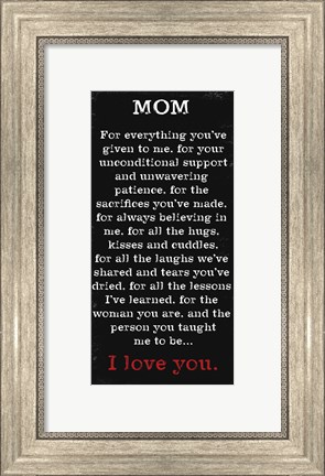 Framed Mom I Love You 2 Print