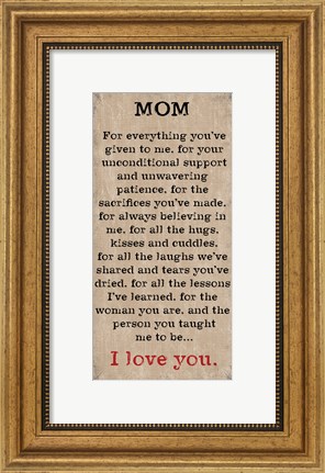 Framed Mom I Love You 3 Print