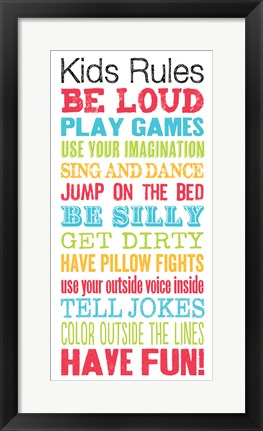 Framed Kids Rules Print