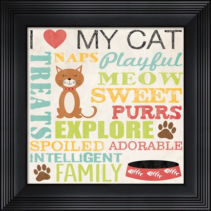 Framed I Love My Cat 4 Print