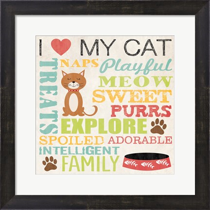 Framed I Love My Cat 4 Print