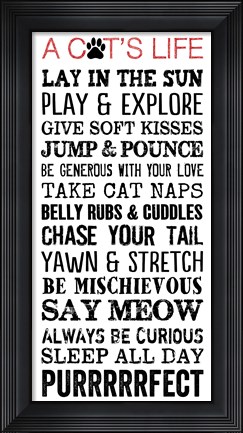 Framed Cat&#39;s Life Print