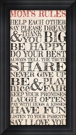 Framed Mom&#39;s Rules Print