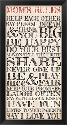 Framed Mom&#39;s Rules Print