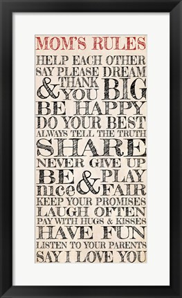 Framed Mom&#39;s Rules Print