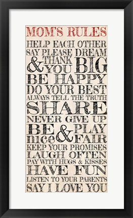 Framed Mom&#39;s Rules Print