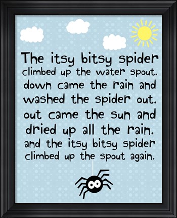 Framed Itsy Bitsy Spider Print