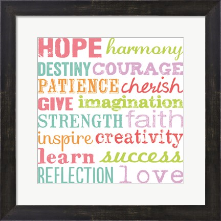 Framed Hope Harmony Destiny Print