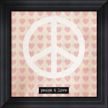 Framed Peace - Pink Hearts Print