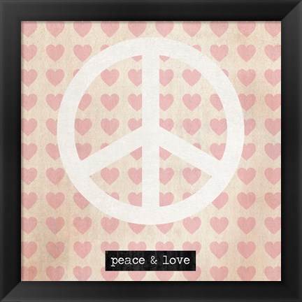 Framed Peace - Pink Hearts Print