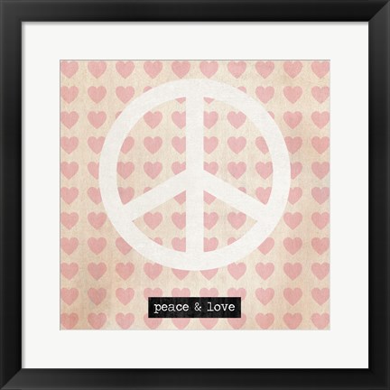 Framed Peace - Pink Hearts Print