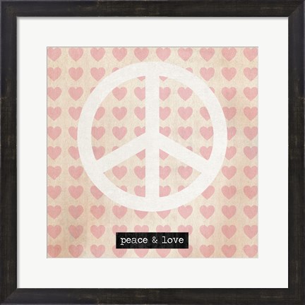 Framed Peace - Pink Hearts Print