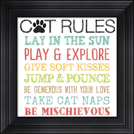 Framed Cat Rules Print