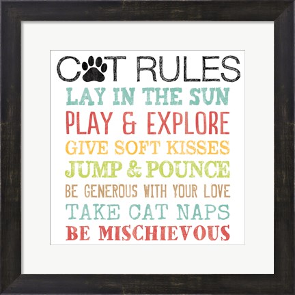 Framed Cat Rules Print