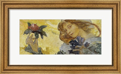 Framed Woman with Rose Print