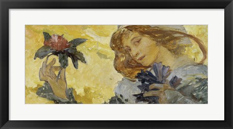 Framed Woman with Rose Print