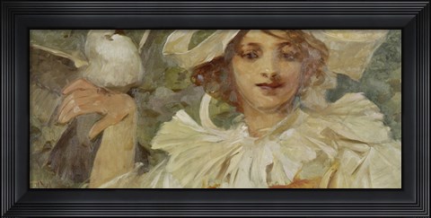 Framed Woman with Pigeon Print