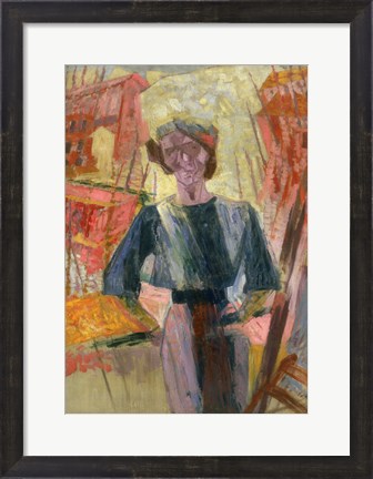 Framed Study of a Woman with Houses, c. 1910-1916 Print