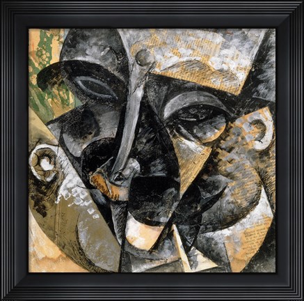 Framed Dynamism of Man&#39;s Head 1914 Print