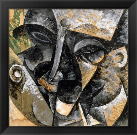 Framed Dynamism of Man&#39;s Head 1914 Print