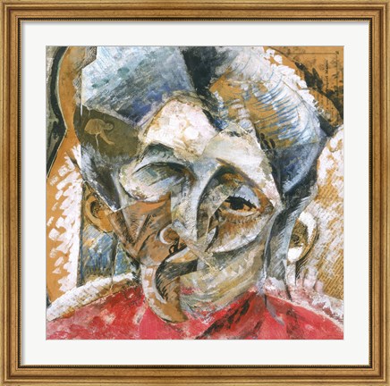 Framed Dynamic Composition with a Woman&#39;s Head Print