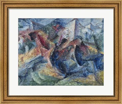 Framed Horse, Horseman and Group of Houses Print