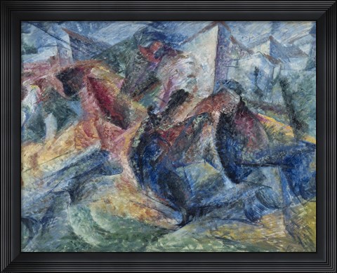 Framed Horse, Horseman and Group of Houses Print