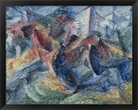 Framed Horse, Horseman and Group of Houses Print