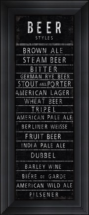 Framed Beer Styles - Blackboard Print